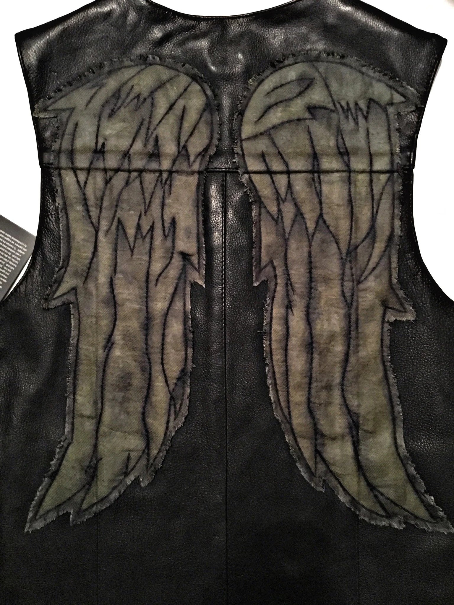 MERCH ATTIRE Heren Biker Angel Wings lederen vest | Daryl MERCH ATTIRE Heren Biker Angel Wings lederen vest | Daryl
