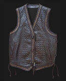 Gator Embossed Hunt Club Style Leather Men's Motorcycle Concealed Carry Leather Vest