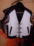 Patch Vest Men's Heavy Buckle Motorcycle Concealed Carry Biker White Leather Vest