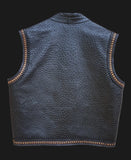 Mens Ostrich Embossed Braided Leather Motorcycle Concealed Carry Vest