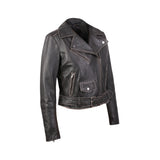 Mens Distressed Brown Leather Motorcycle Jacket Concealed Carry