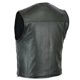 Men's Club Style Padded Motorcycle Concealed Carry Leather Vest