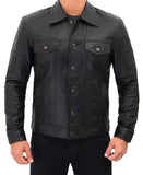 Men's Trucker Style Motorycle Concealed Carry Biker Leather Jacket