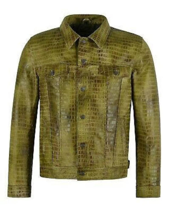 Mens Motorcycle Gator Leather Shirt Concealed Carry