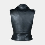 Ladies Classic Motorcycle Leather Concealed Carry Vest