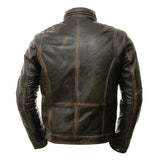 Men's Vintage Biker Café Racer Designer Distressed Cowhide Leather Jacket