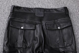 MEN CLASSIC FITTED STRETCHED RIDING BIKER MOTORCYCLE LEATHER PANTS