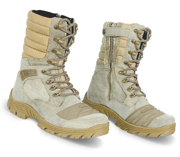 Men Motorcycle Style Hiking Combat Army Adventure Style Hunting Boots Leather And Canvas Desert Boots