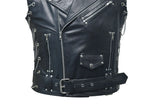 Men Cafe Racer Rocker Style Zippered Motorcycle Concealed Carry Leather Vest