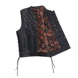 Hunt Club Style Side Laced Paisley Men's Motorcycle Concealed Carry Leather Vest