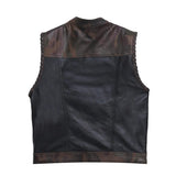 Hunt Club Style SOA Men's Club Camo Motorcycle Concealed Carry Leather And Denim Vest