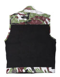 Hunt Club Camo Army Style Men's Motorcycle Concealed Carry Leather And Denim Vest