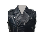 Men Cafe Racer Rocker Style Zippered Motorcycle Concealed Carry Leather Vest