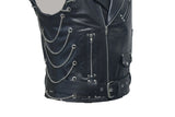 Men Cafe Racer Rocker Style Zippered Motorcycle Concealed Carry Leather Vest