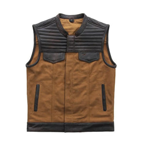 Hunt Club Style Men's Paisley Motorcycle Concealed Carry Leather And Denim Vest