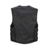 Hunt Club Men's US Flag Tactical Swat Style Motorcycle Leather Vest Concealed Carry