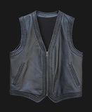 Hunt Club Men's Braided Classic Style Collarless Motorcycle Concealed Carry Leather Vest