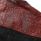 Hunt Club Style Men's Club Paisley Motorcycle Concealed Carry Crocodile Leather And Denim Vest