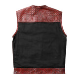 Hunt Club Style Men's Club Paisley Motorcycle Concealed Carry Crocodile Leather And Denim Vest