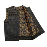 Hunt Club Honey Comb Men's Custom Paisley Motorcycle Concealed Carry Leather Vest