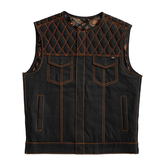 Hunt Club Diamond Stitched Men's Custom Paisley Motorcycle Concealed Carry Denim Vest