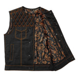 Hunt Club Diamond Stitched Men's Custom Paisley Motorcycle Concealed Carry Denim Vest