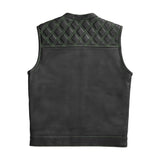 Mens Hunt Club Burton Diamond Quilted Whaler Green Paisley Leather Build Denim Motorcycle Concealed Carry Vest