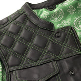 Mens Hunt Club Burton Diamond Quilted Whaler Green Paisley Leather Build Denim Motorcycle Concealed Carry Vest