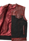 Hunt Club Style Men's Club Paisley Motorcycle Concealed Carry Crocodile Leather And Denim Vest