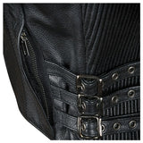 Ladies Buckle Zippered Motorcycle Leather Concealed Carry Vest