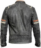 Men Distressed Vintage Cafe Racer Motorcycle Biker Style Concealed Carry Leather Jacket