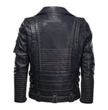 Mens Distressed Cafe Racer Biker Style Motorcycle Leather Jacket