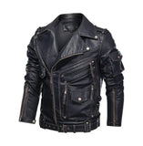 Mens Distressed Cafe Racer Biker Style Motorcycle Leather Jacket