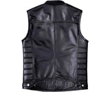 Men Club Style Motorcycle Low Collared Concealed Carry Leather Vest