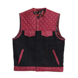 Hunt Club Style SOA Diamond Stitched Braided Collarless Men's Club Motorcycle Concealed Carry Denim Vest