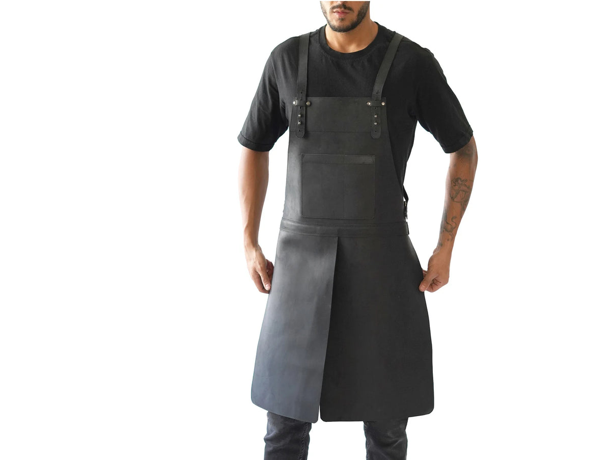 Man Apron for Work or Home Leather Apron Black with Split Leg Design ...