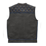 Hunt Club Style SOA Diamond Stitched Braided Collarless Men's Club Motorcycle Concealed Carry Leather Vest