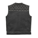 Hunt Club Style Diamond Stitched Braided Black Checker Men's Club Motorcycle Concealed Carry Leather Vest