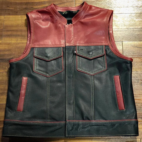 Hunt Club Men's Motorcycle Concealed Carry Perforated Leather Vest