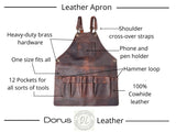 Leather Apron with 12 Tool Pockets Heat & Flame Resistant Heavy Duty Tool Apron