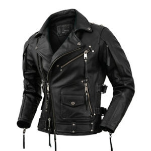 Men Zippered Cafe Racer Motorcycle Biker Style Concealed Carry Leather Jacket