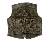 Hunt Club Style Black Camo Perforated Leather Men's Motorcycle Concealed Carry Leather Vest