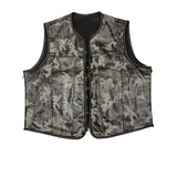 Hunt Club Style Gray Camo Perforated Leather Men's Motorcycle Concealed Carry Leather Vest