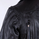 Men Zippered Cafe Racer Motorcycle Biker Style Concealed Carry Leather Jacket