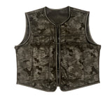 Hunt Club Style Black Camo Perforated Leather Men's Motorcycle Concealed Carry Leather Vest