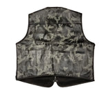 Hunt Club Style Gray Camo Perforated Leather Men's Motorcycle Concealed Carry Leather Vest