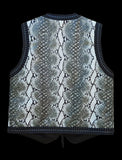 Python Embossed Braided Motorcycle Biker Concealed Carry Leather Vest