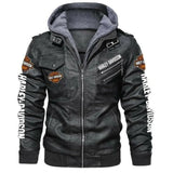 Harley Davidson Men's Motorcycle Hooded Leather Biker Jacket Concealed Carry
