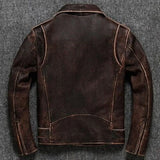 Mens Distressed Brown Cowhide Leather Biker Motorcycle Jacket Concealed Carry