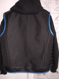 Men's Leather And Textile Fabric Motorcycle Concealed Carry Biker Vest W/ Blue Leather Trim
